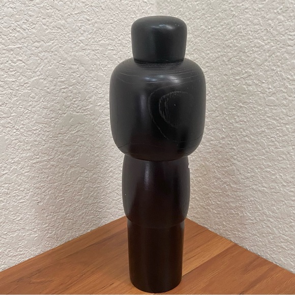 Vintage Kunio Miyagawa Black Kimono Okappa 10” Kokeshi Doll - Picture 11 of 16